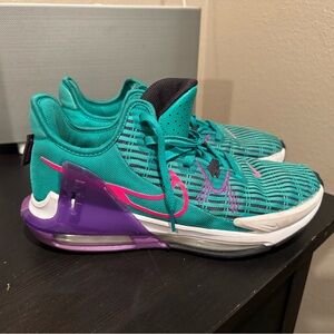 LeBron witness 6 South Beach Teal and Purple basketball shoes